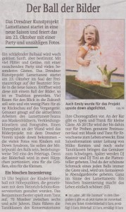 Der Ball der Bilder (Quelle: Sächsische Zeitung vom 16.10.2010) Zeitungsartikel vom zum Bilderball.