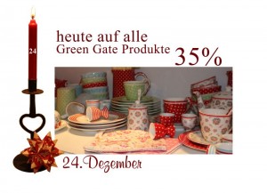 GreenGate Produkte - Teller, Unterteller, Tassen, Becher, Dosen, Teekannen, Eierbecher,... Die Produkte von GreenGate sind am 24.12.2010 um 35% reduziert.