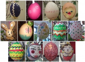Die eingereichten Ostereier des Osterei-Wettbewerbs 2011 vom Mit lille Danmark in der Übersicht.