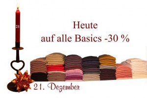 30% Rabatt gibt es am Mittwoch den 21. Dezember auf alle Basics von Noa-Noa, Container und Nü.