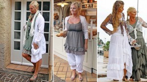 Miel by Chic-Antique: Kleider, Röcke, Leggings, Boleros und Tücher aus der Frühlings-Kollektion 2012 (Quelle: miel.dk) Links: Kleid "Asta" mit Unterrock in Vintage-Grün, Jacke "Birdie Coat" in Romantik-Weiß sowie passendem Tuch "Scarf Jersey" - Mitte: Bolero "Maya" in Puder-Rose, Top "Liva" in Mokka sowie Leggings "Olivia Memelukes" in Romantik-Weiß - Rechts: Bolero "Emily lace" in Mokka und Weiß, Top "Marie" in Weiß und Vintage-Grün sowie Kleid "Esmeralda" in Weiß und Vintage-Grün