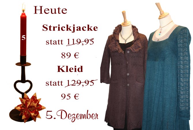 Die Noa-Noa Strickjacke (1-0156-2, precious knit, cardigan 3/4 sleeve) gibt es in den Farben proud, iron, raisin und phantom zum reduzierten Preis von nur 89€ statt 119,95€. Das Noa-Noa Kleid (1-1751-1, precious knit, dress long sleeve) gibt es in den Farben proud, raisin und iron zum reduzierten Preis von nur 95€ statt 129,95€.