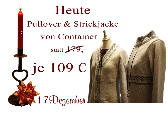 Je 109€ kosten am Montag den 17.12.2012 der Pullover Mailill sowie die Strickjacke Mannuella.