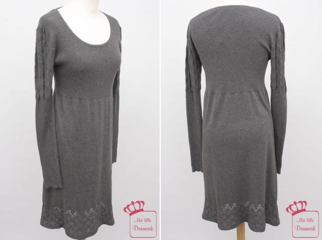 Strickmuster an den langen Ärmeln sowie durchscheinendes Muster unten: Kleid "L ess Cotton Melange 01" (1-1286-1) aus der Noa-Noa Herbst-Kollektion 2012.