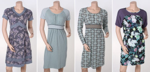 Container Kleider mit feinen und großen blumigen Mustern